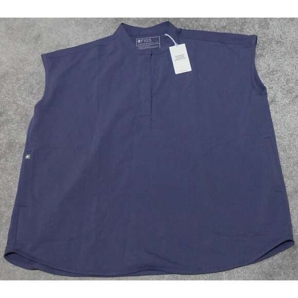 FIGS Technical Collection Scrub Top Women's Medium Blue Sleeveless Pullover - Picture 1 of 11